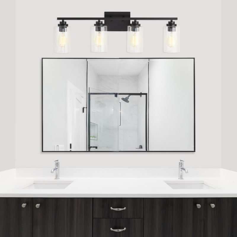 KAWOTI 4 Light Bathroom Vanity Light with Clear Glass Shade