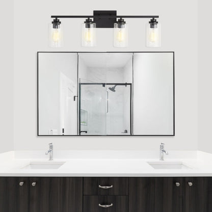 KAWOTI 4 Light Bathroom Vanity Light with Clear Glass Shade