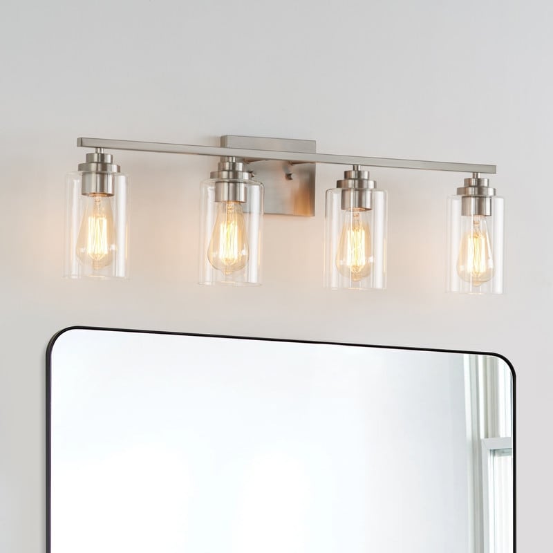 KAWOTI 4 Light Bathroom Vanity Light with Clear Glass Shade