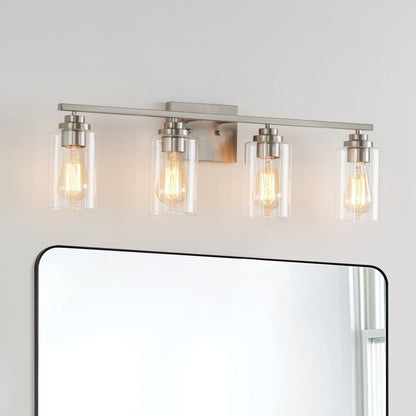 KAWOTI 4 Light Bathroom Vanity Light with Clear Glass Shade