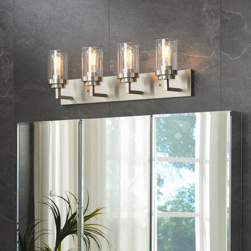 KAWOTI 4 Light Bathroom Vanity Light with Clear Glass Shade