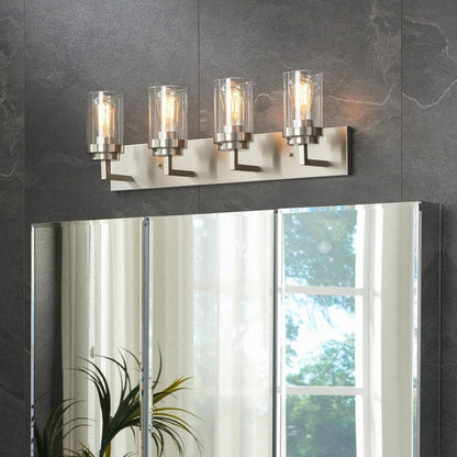 KAWOTI 4 Light Bathroom Vanity Light with Clear Glass Shade