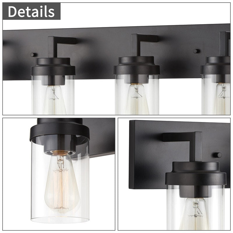 KAWOTI 4 Light Bathroom Vanity Light with Clear Glass Shade