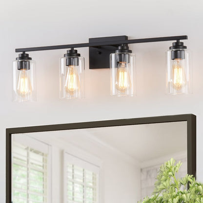 KAWOTI 4 Light Bathroom Vanity Light with Clear Glass Shade