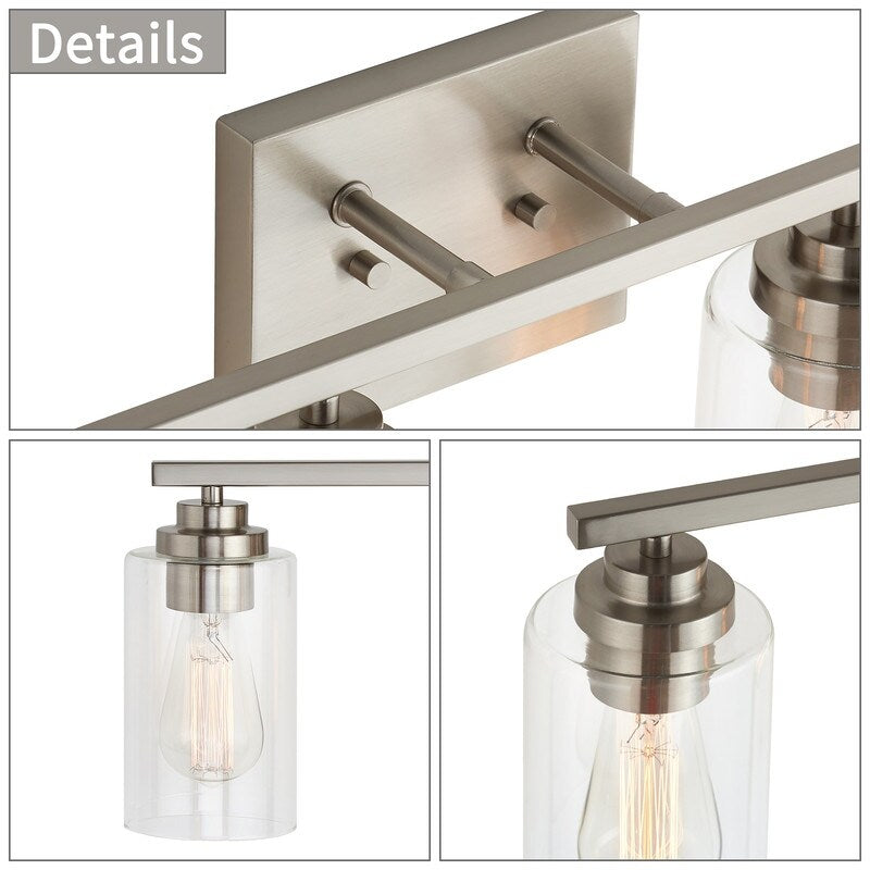 KAWOTI 4 Light Bathroom Vanity Light with Clear Glass Shade