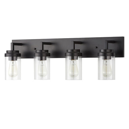 KAWOTI 4 Light Bathroom Vanity Light with Clear Glass Shade