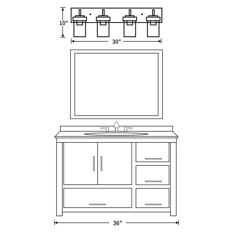 KAWOTI 4 Light Bathroom Vanity Light with Clear Glass Shade