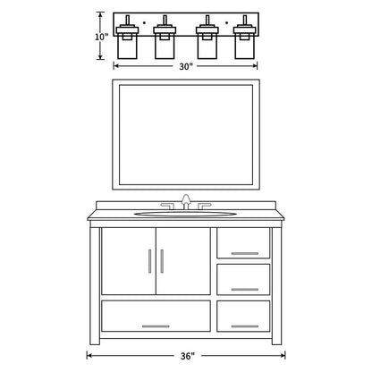 KAWOTI 4 Light Bathroom Vanity Light with Clear Glass Shade