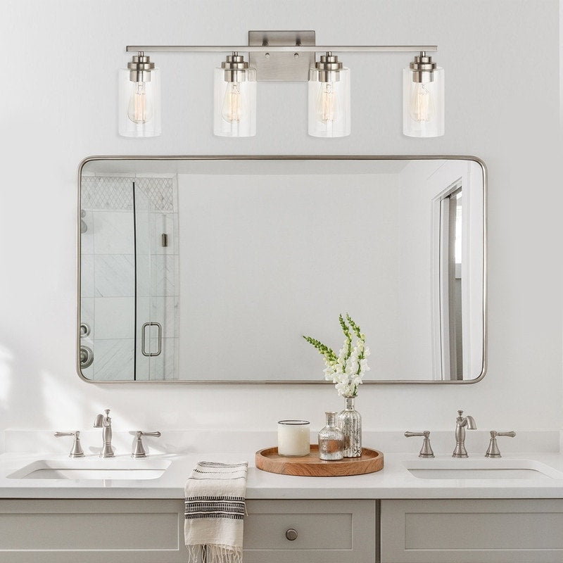 KAWOTI 4 Light Bathroom Vanity Light with Clear Glass Shade