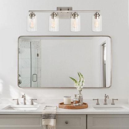 KAWOTI 4 Light Bathroom Vanity Light with Clear Glass Shade