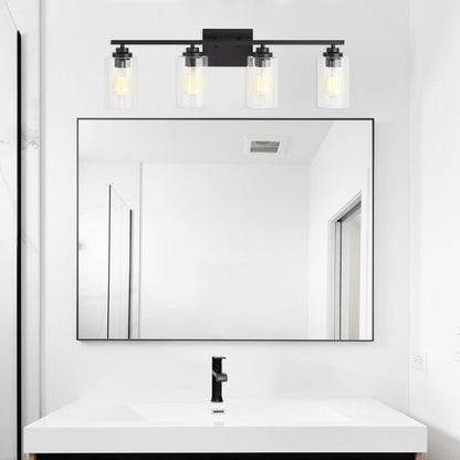 KAWOTI 4 Light Bathroom Vanity Light with Clear Glass Shade