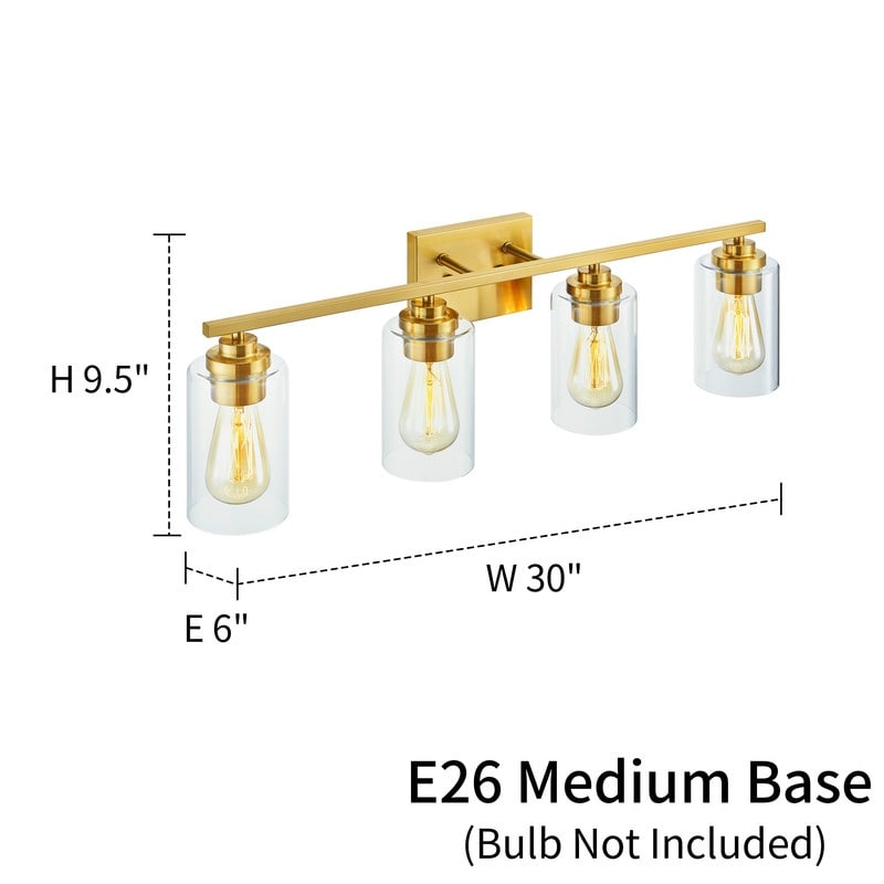 KAWOTI 4 Light Bathroom Vanity Light with Clear Glass Shade