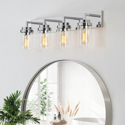KAWOTI 4 Light Bathroom Vanity Light with Clear Glass Shade