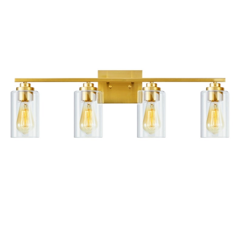KAWOTI 4 Light Bathroom Vanity Light with Clear Glass Shade