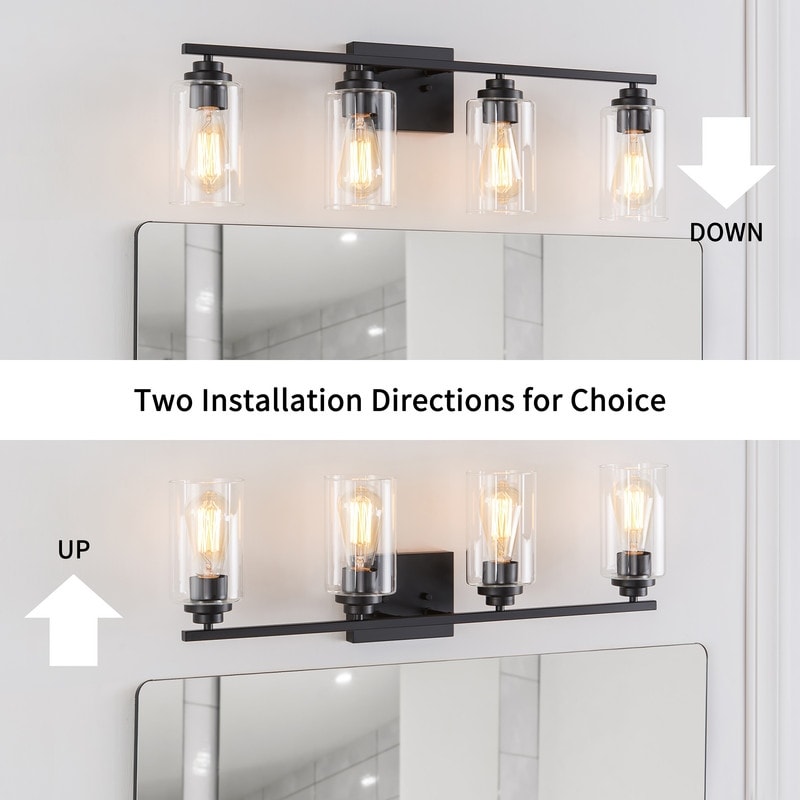 KAWOTI 4 Light Bathroom Vanity Light with Clear Glass Shade