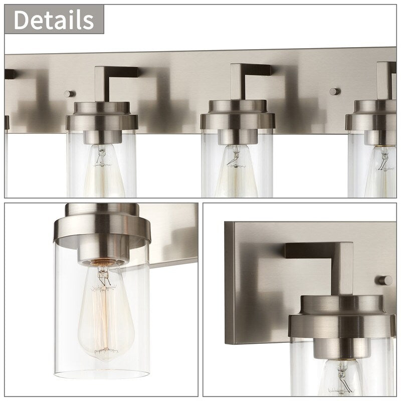 KAWOTI 4 Light Bathroom Vanity Light with Clear Glass Shade