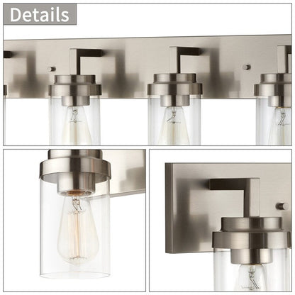 KAWOTI 4 Light Bathroom Vanity Light with Clear Glass Shade