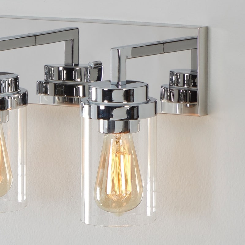 KAWOTI 4 Light Bathroom Vanity Light with Clear Glass Shade