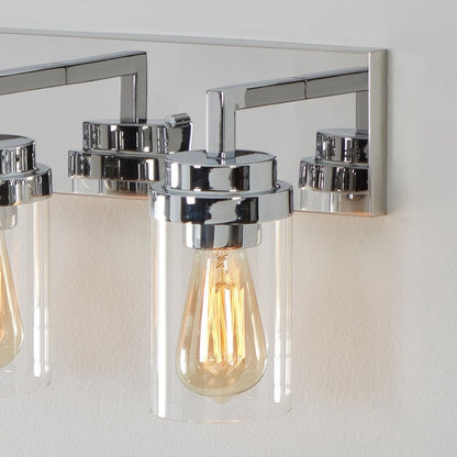 KAWOTI 4 Light Bathroom Vanity Light with Clear Glass Shade
