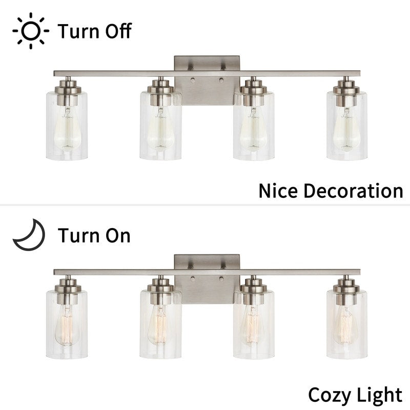 KAWOTI 4 Light Bathroom Vanity Light with Clear Glass Shade