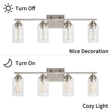 KAWOTI 4 Light Bathroom Vanity Light with Clear Glass Shade