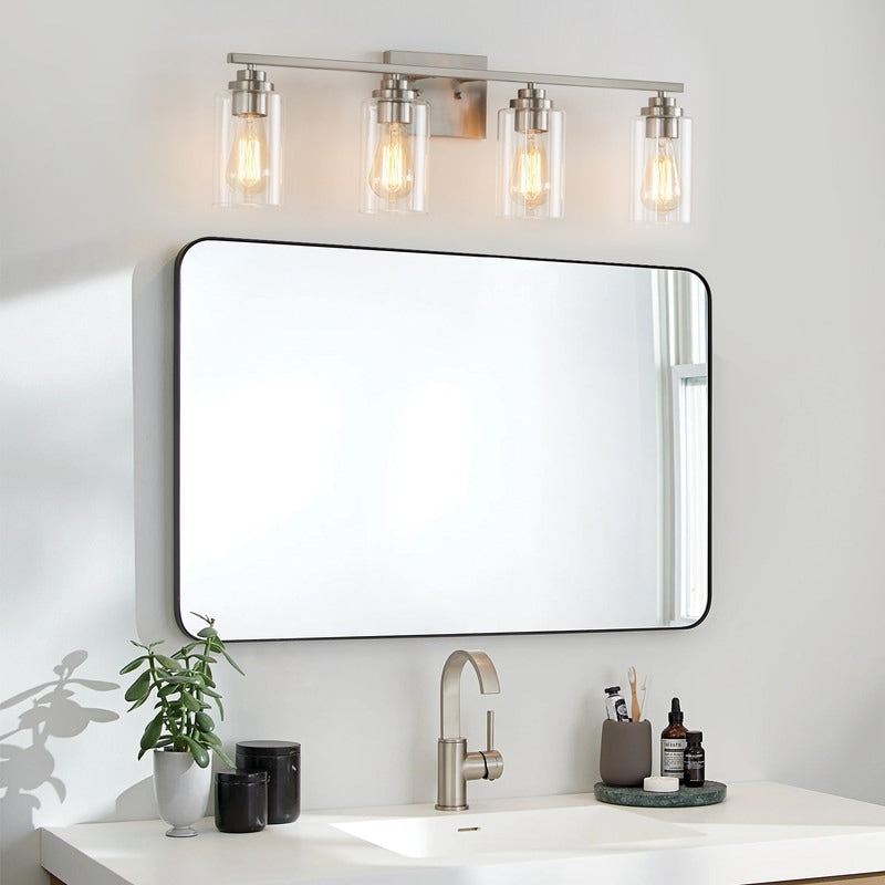 KAWOTI 4 Light Bathroom Vanity Light with Clear Glass Shade
