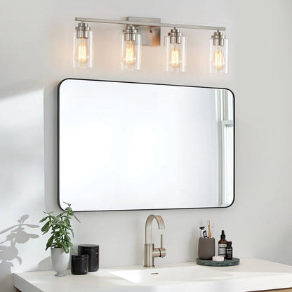 KAWOTI 4 Light Bathroom Vanity Light with Clear Glass Shade