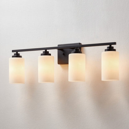 KAWOTI 4-Light Dimmable Bathroom Vanity Light with Frosted White Glass