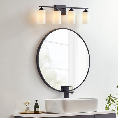 KAWOTI 4-Light Dimmable Bathroom Vanity Light with Frosted White Glass