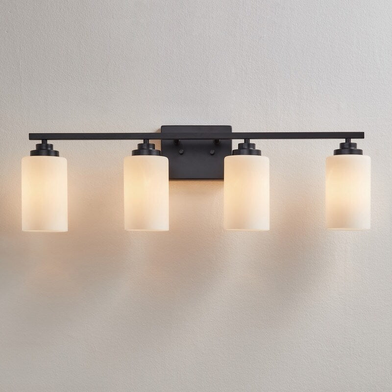KAWOTI 4-Light Dimmable Bathroom Vanity Light with Frosted White Glass
