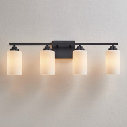 KAWOTI 4-Light Dimmable Bathroom Vanity Light with Frosted White Glass