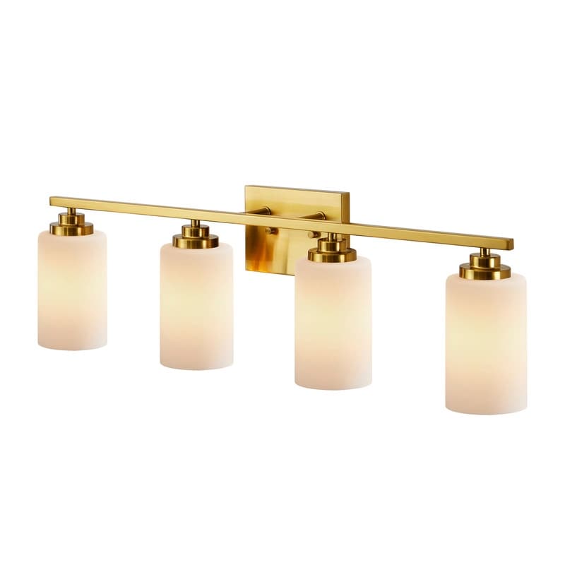 KAWOTI 4-Light Dimmable Bathroom Vanity Light with Frosted White Glass