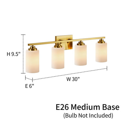 KAWOTI 4-Light Dimmable Bathroom Vanity Light with Frosted White Glass