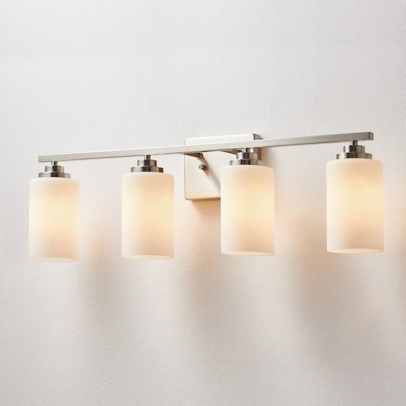 KAWOTI 4-Light Dimmable Bathroom Vanity Light with Frosted White Glass