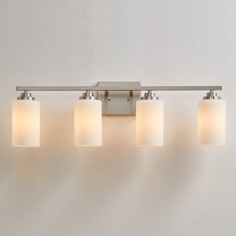 KAWOTI 4-Light Dimmable Bathroom Vanity Light with Frosted White Glass