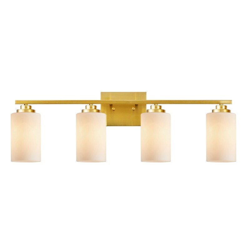 KAWOTI 4-Light Dimmable Bathroom Vanity Light with Frosted White Glass