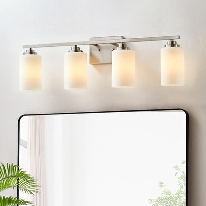 KAWOTI 4-Light Dimmable Bathroom Vanity Light with Frosted White Glass