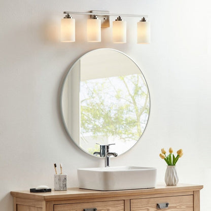 KAWOTI 4-Light Dimmable Bathroom Vanity Light with Frosted White Glass