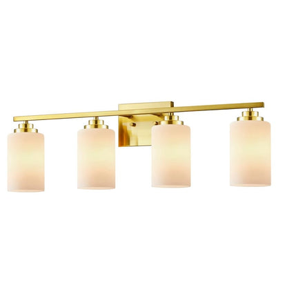 KAWOTI 4-Light Dimmable Bathroom Vanity Light with Frosted White Glass