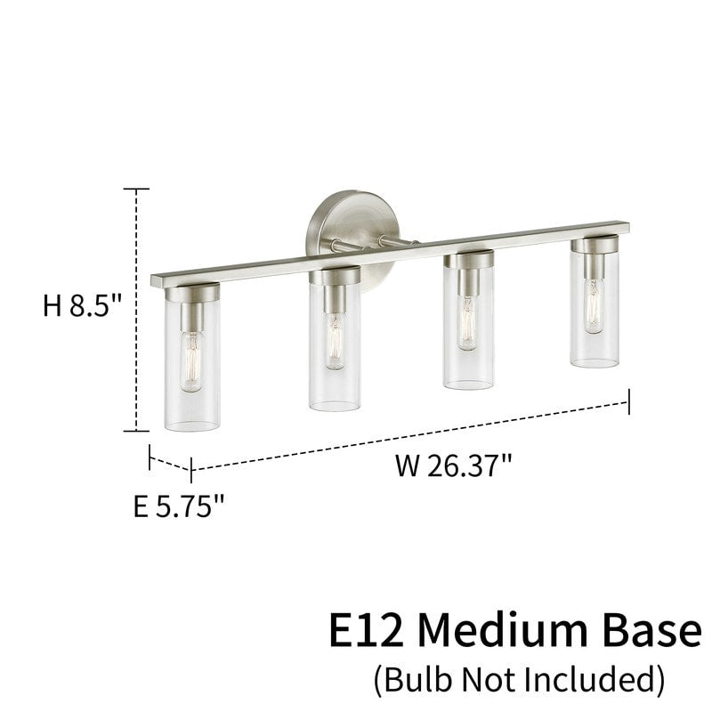 KAWOTI 4-light Modern Dimmable Bathroom Vanity Light with Clear Glass
