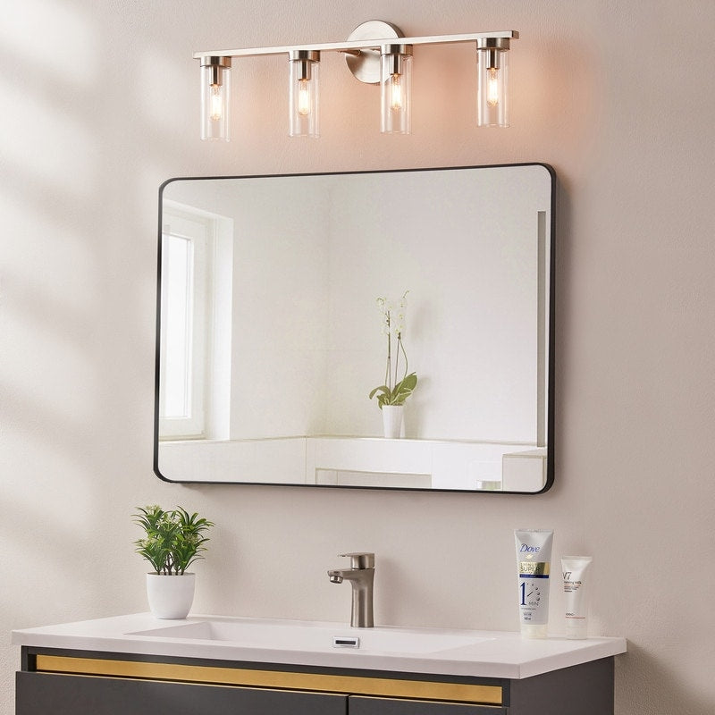 KAWOTI 4-light Modern Dimmable Bathroom Vanity Light with Clear Glass