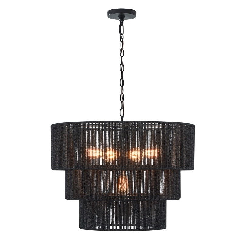 KAWOTI Width 26 5-Light 4-Tiered Bohemian Pendant Light