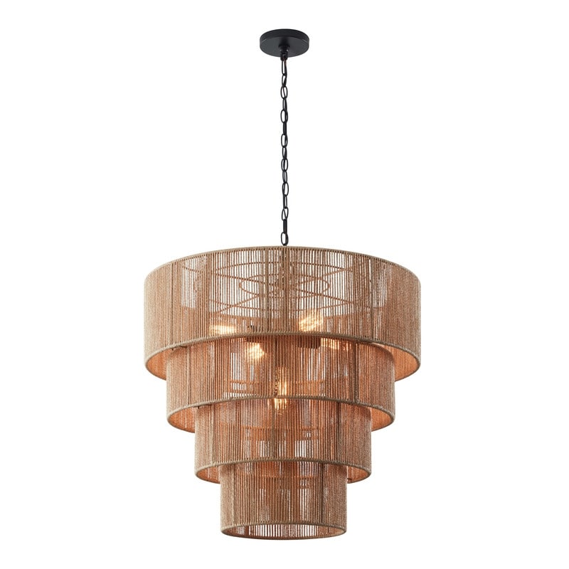 KAWOTI Width 26 5-Light 4-Tiered Bohemian Pendant Light