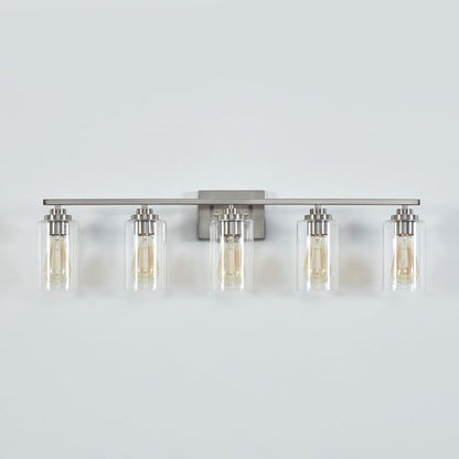 KAWOTI 5-Light Dimmable Bathroom Vanity Light with Clear Glass Shade
