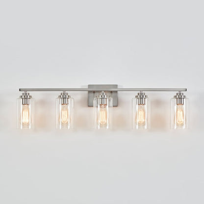 KAWOTI 5-Light Dimmable Bathroom Vanity Light with Clear Glass Shade