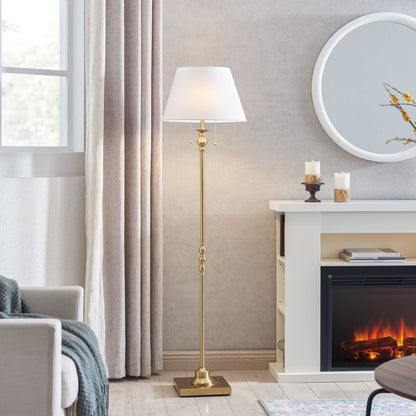 KAWOTI 60.5'' 2-Light Floor Lamp with Empire Fabric Shade