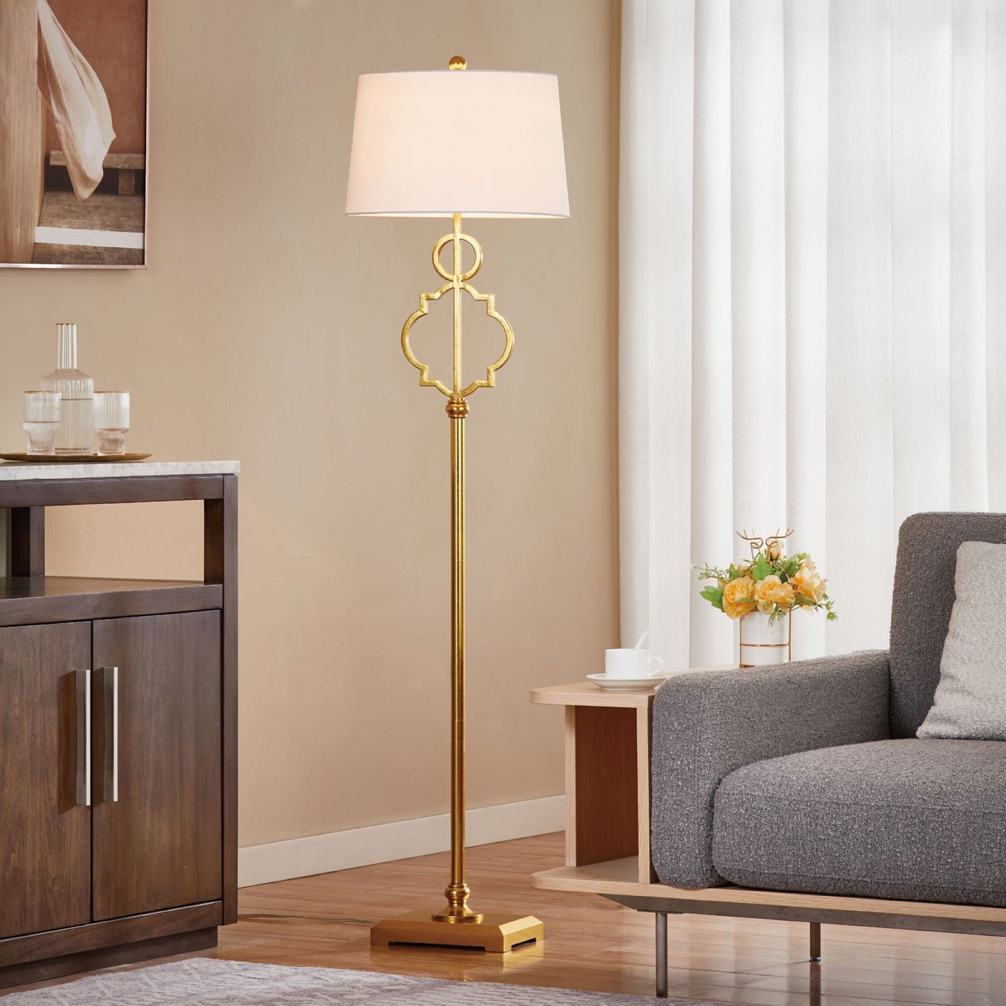 KAWOTI 62.5 inch Bronze Standard Floor Lamp with Night Light