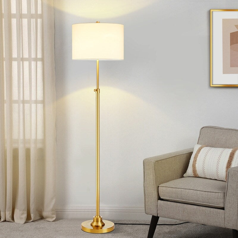 KAWOTI 63.5 Standard Adjustable Floor Lamp with Fabric Linen Shade