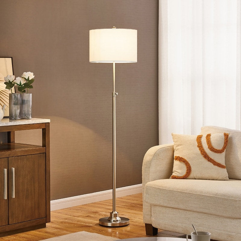 KAWOTI 63.5 Standard Adjustable Floor Lamp with Fabric Linen Shade