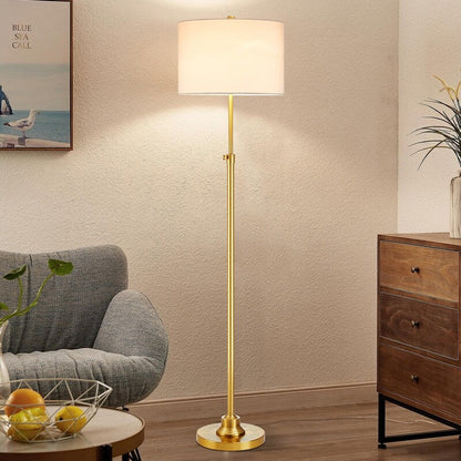 KAWOTI 63.5 Standard Adjustable Floor Lamp with Fabric Linen Shade